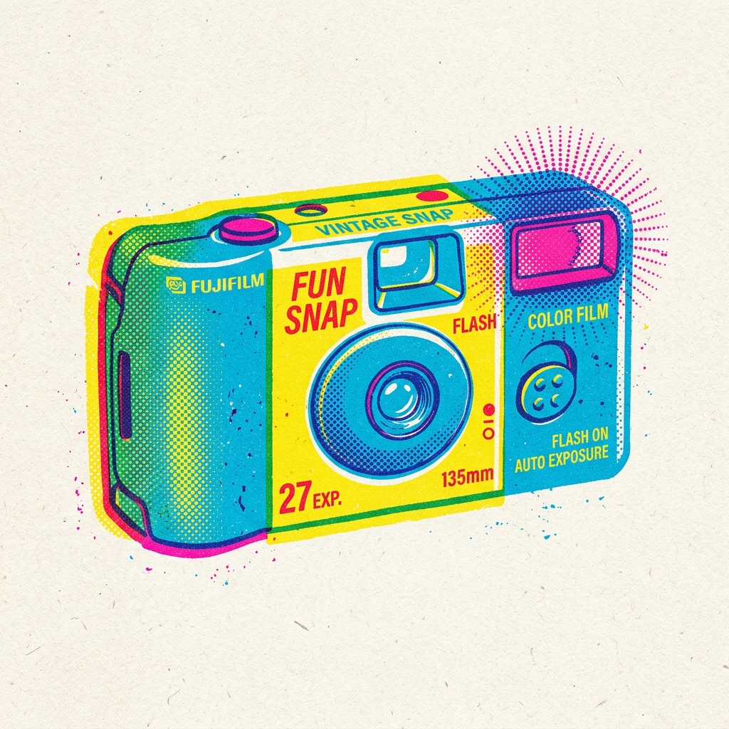 Risograph Camera Illustration